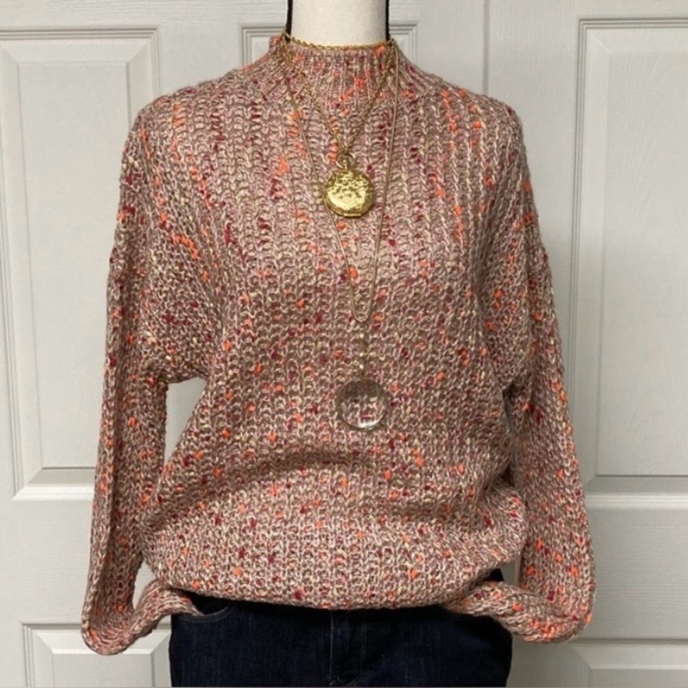 NWT Laura Ashley Long sleeved mock neck sweater. Multi colored. Size Medium.
